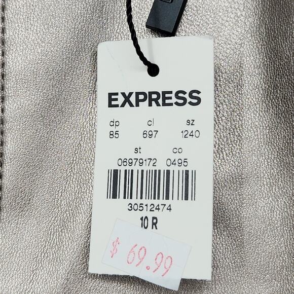 NWT Express Champagne Faux Leather Metallic High Rise Skinny Pants Women's 10 - Picture 8 of 13